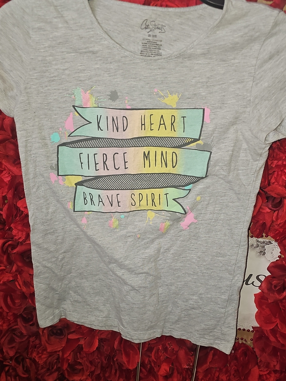 City Streets Girls Grey Tshirt Kind Heart Fierce Mind Brave Spirit Size 16